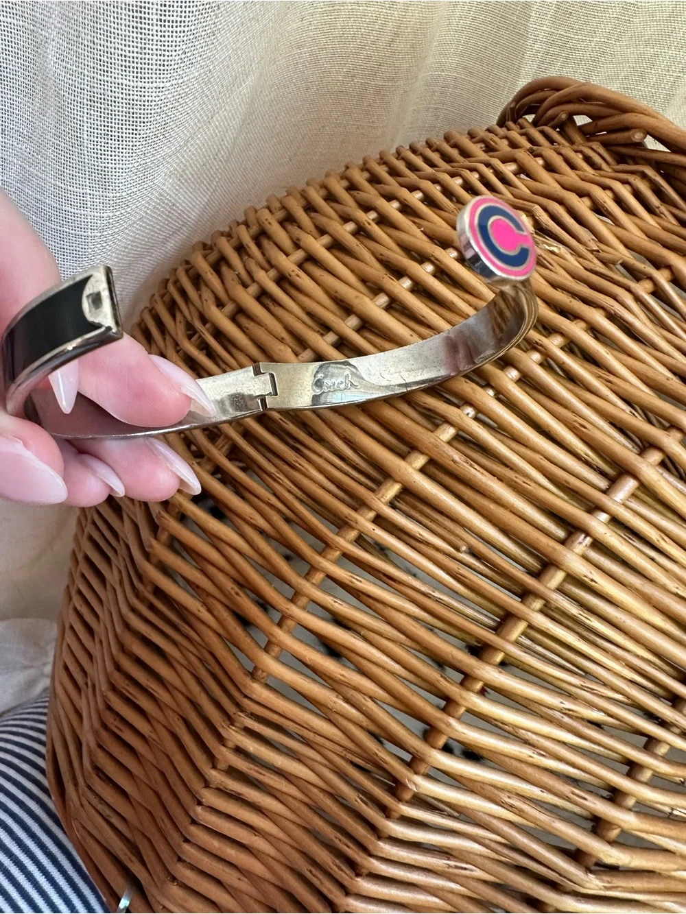 Y2K Coach Black and Pink Bangle Bracelet